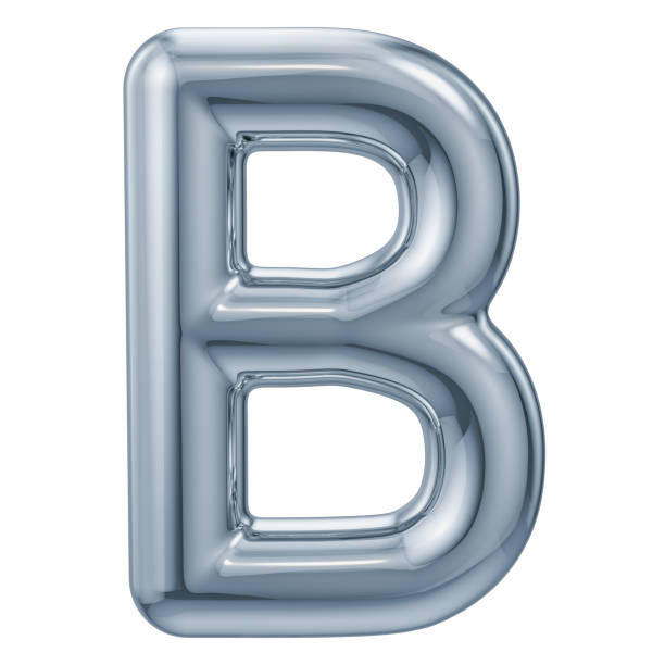 English metallic letter B, 3D rendering isolated on white background