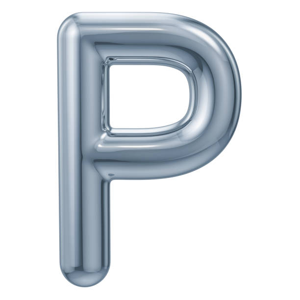 istock English metallic letter P, 3D rendering isolated on white background 1032127850