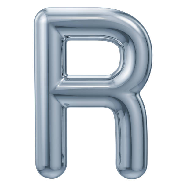 istock English metallic letter R, 3D rendering isolated on white background 1032127854