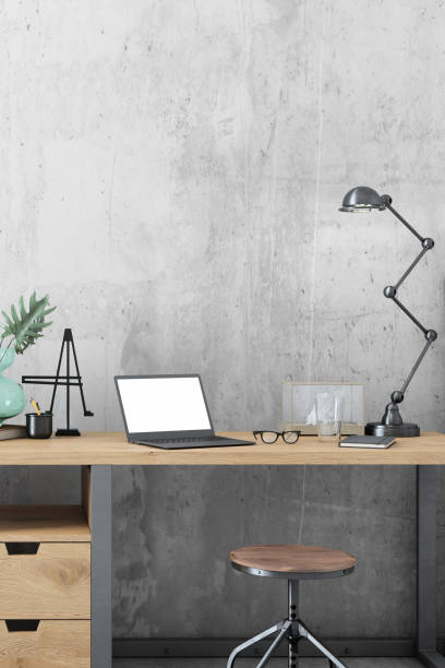 istock Nordic style home office interior background template 1032133102