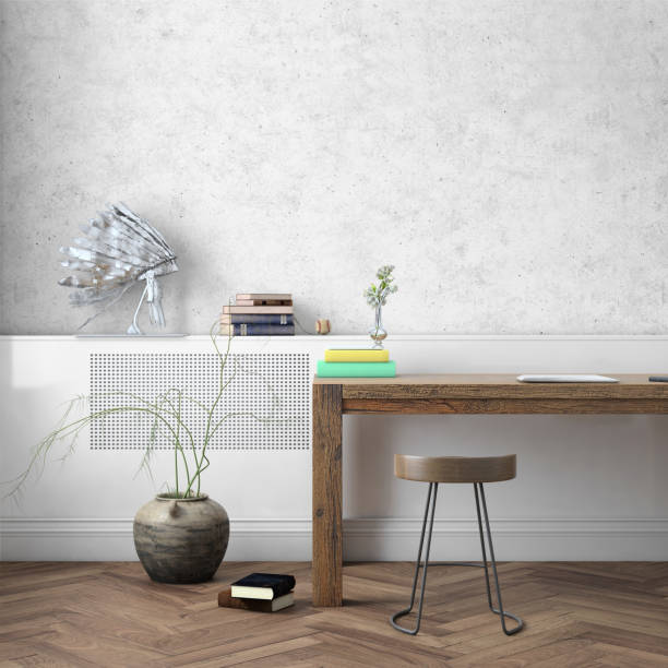istock Contemporary home office interior background template 1032133138