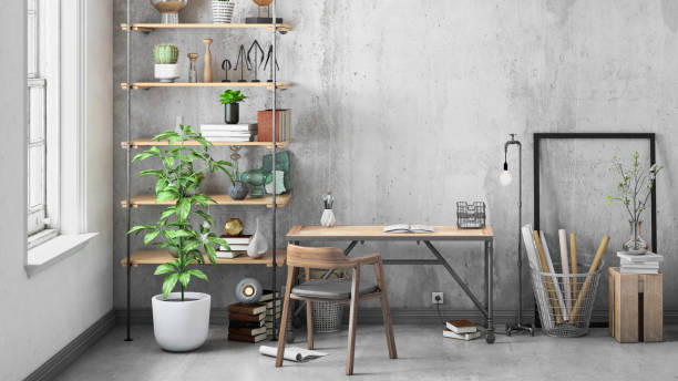 istock Contemporary home office interior background template 1032133184