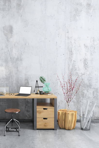 istock Contemporary home office interior background template 1032133272