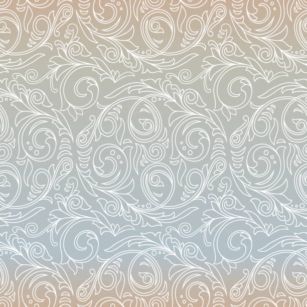 illustrazioni stock, clip art, cartoni animati e icone di tendenza di sfondo decorativo floreale decorato senza cuciture - swirl floral pattern scroll shape pattern