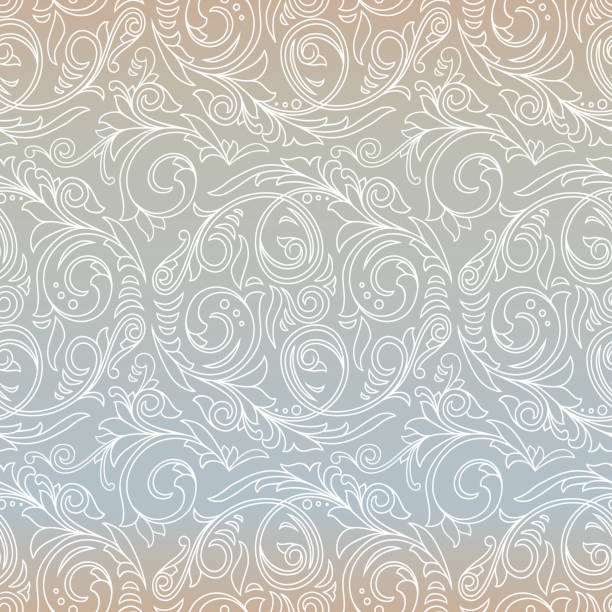 花の華やかな装飾的なシームレス背景 - scroll shape scroll swirl decoration点のイラスト素材／クリップアート素材／マンガ素材／アイコン素材