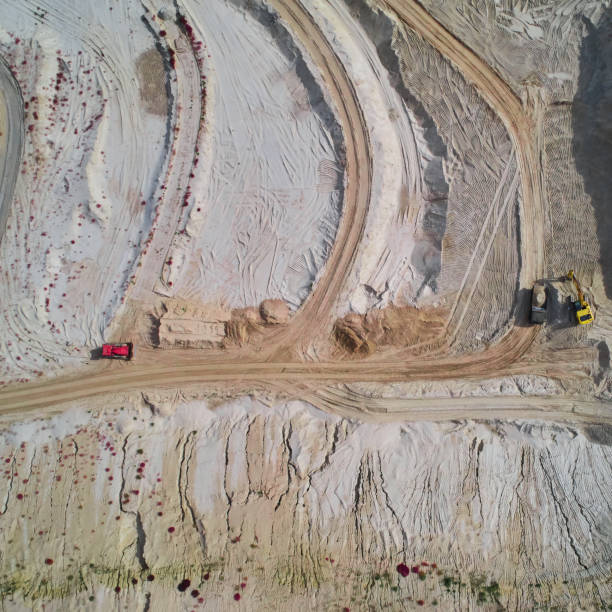 istock Aerial view of sand quarry with bulldozer 1032146034