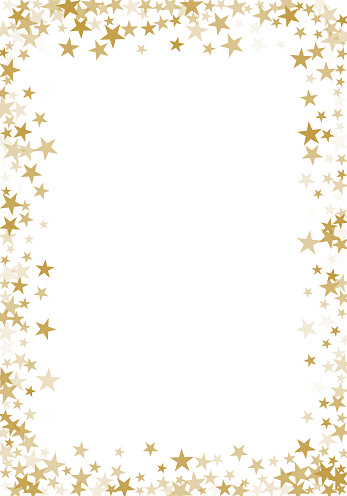 Golden stars confetti glitter vector background for greeting card