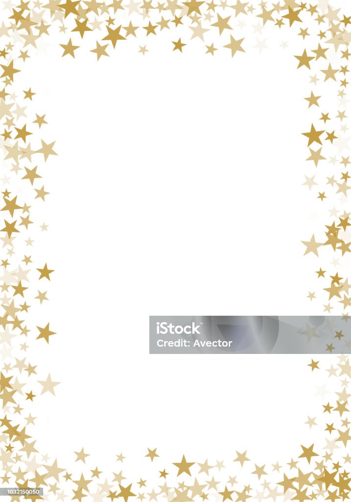 Golden stars confetti glitter vector background for greeting card Star Shape stock vector