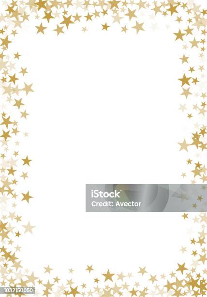 Golden Stars Confetti Glitter Vector Background For Greeting Card Stock Illustration - Download Image Now