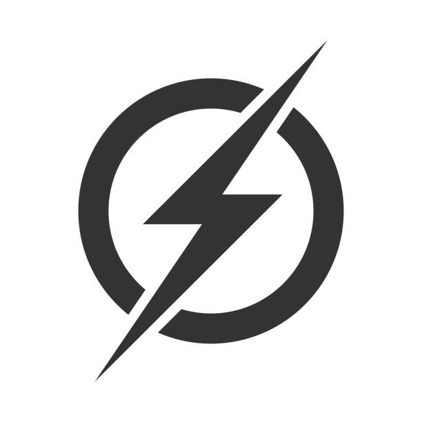 ikona logo power lightning. wektor elektryczny szybki symbol śruby grzmot izolowane na przezroczystym tle - elektryczność stock illustrations