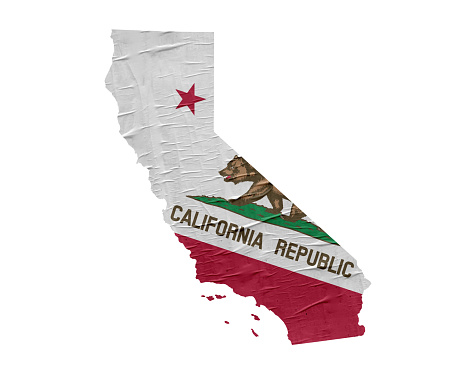 Mapa de nos de California con la bandera del grunge photo