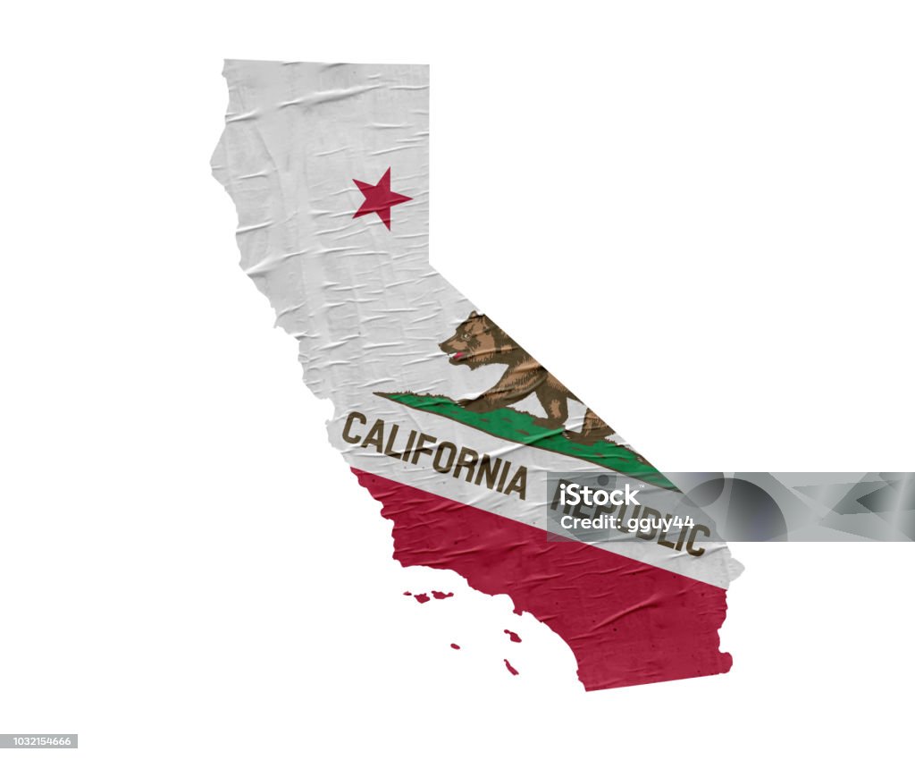 Map of the US State of California with grunge flag California Stock Photo