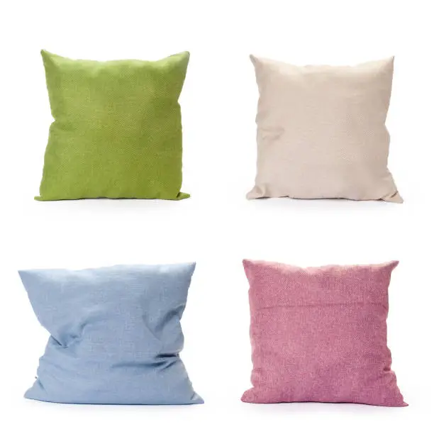 Photo of pillows on white background