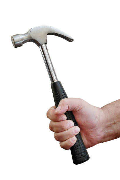 istock hand holding carpenter hammer isolated on white background 1032162434