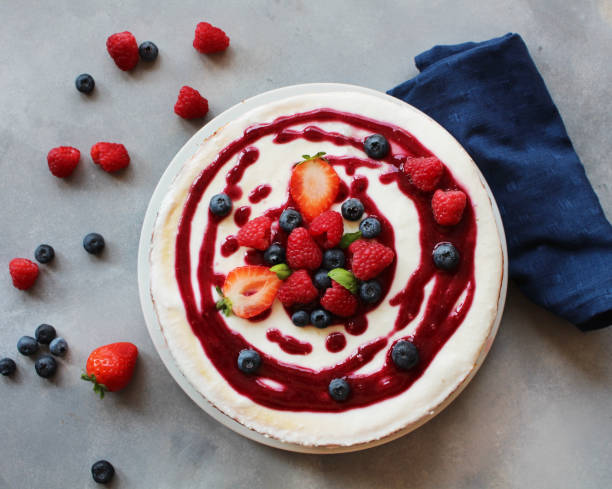 istock Cheesecake with berries on top and coulis 1032162684