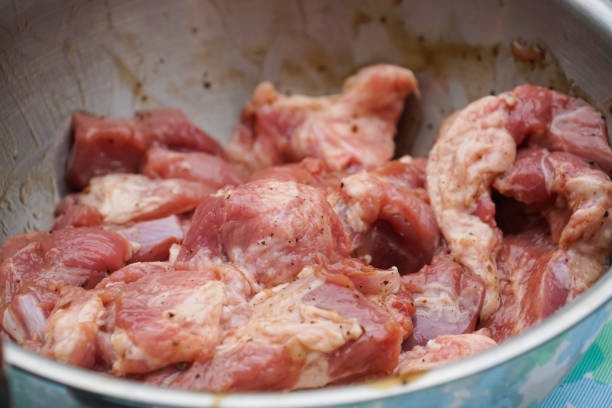 raw meat bacon beef marinated for cooking