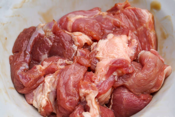 raw meat bacon beef marinated for cooking