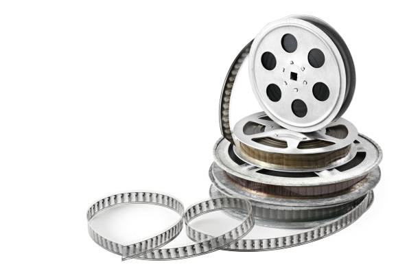 Film in coils isolated on white background.