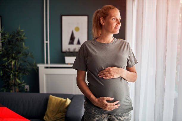 Pregnant Service woman At Home