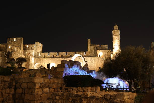 istock Jerusalem old city walls night view 1032185392