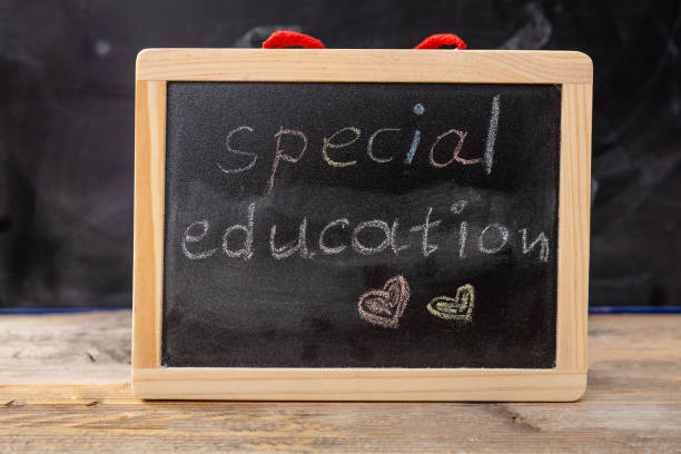 Special education drawing on blackboard with frame Special education text drawing on blackboard with frame special education stock pictures, royalty-free photos & images