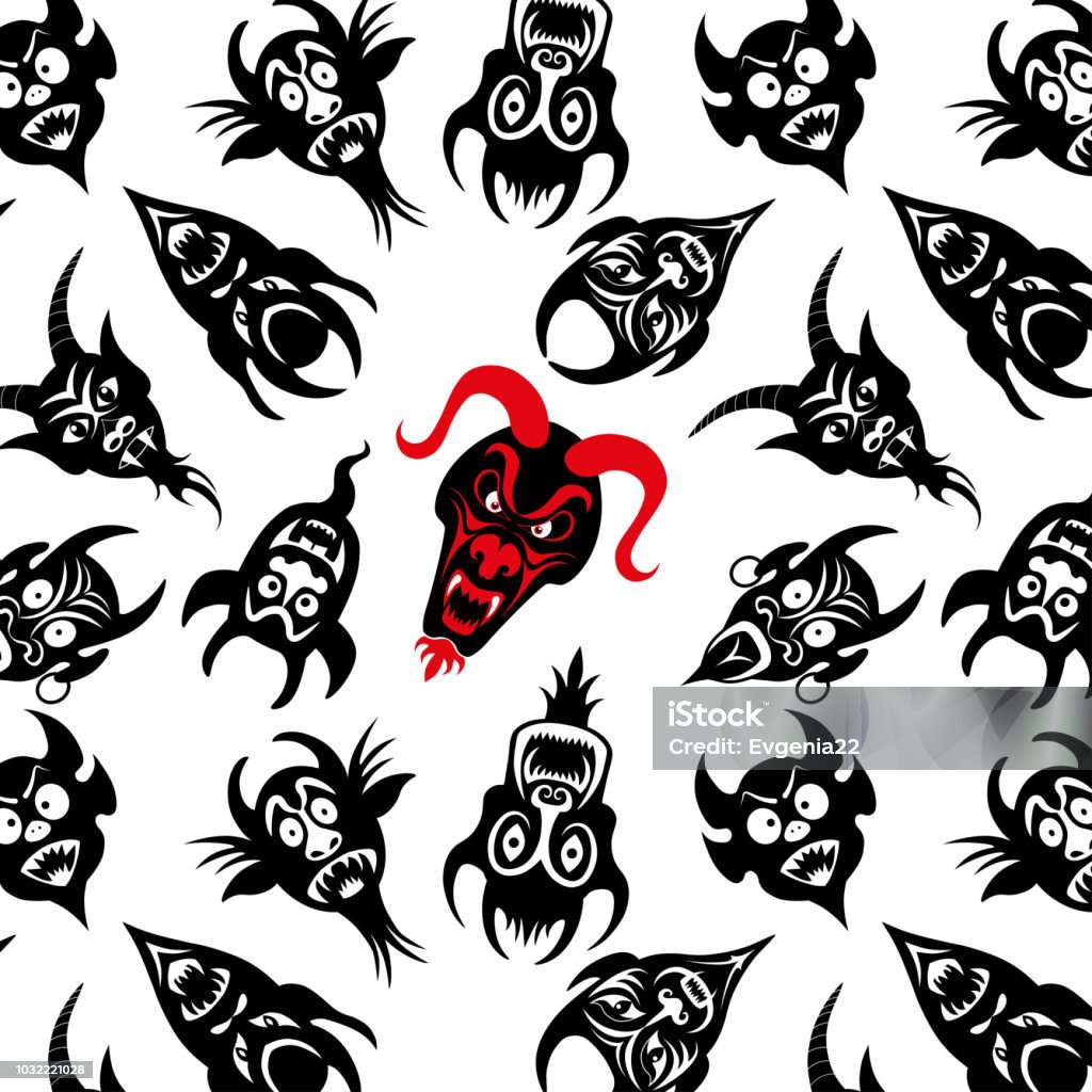 Evil Dead Pattern Pattern Collection Of The Dead Devil Mask Stock Illustration - Download ...