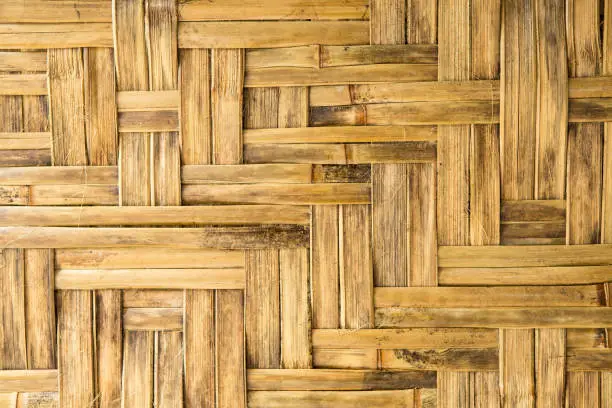 Photo of Pattern of Old Vintage Bamboo Wood Panel Using as Background