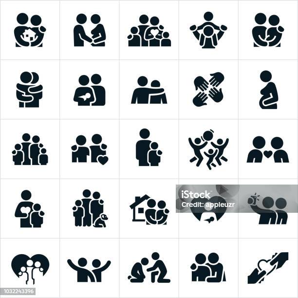 Loving Family Relationships Icons Stock Illustration - Download Image Now - Icon, Family, Vector