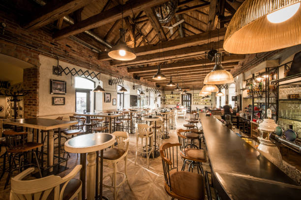 istock Bar and stools in wooden loft caffee interior 1032250872