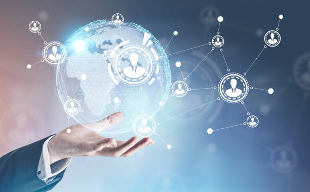 istock Businessma holding Earth, network 1032255024