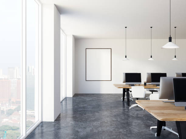 istock Luxury white office minimalistic style, poster 1032256202