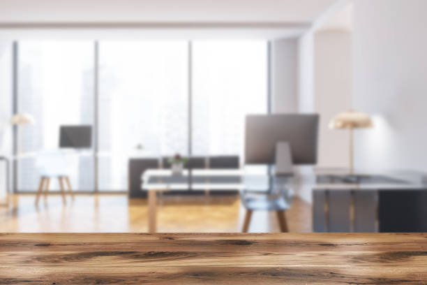 istock Loft company manager office interior blur 1032260906