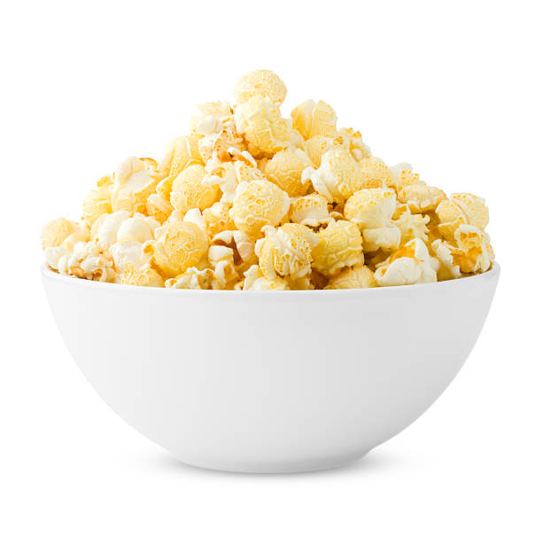 popcorn isolated on white background, clipping path, full depth of field