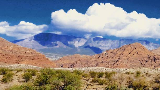istock Cloud cap over Pine Valley Mountains and view of Red Cliffs National Conservation Area 1032290470