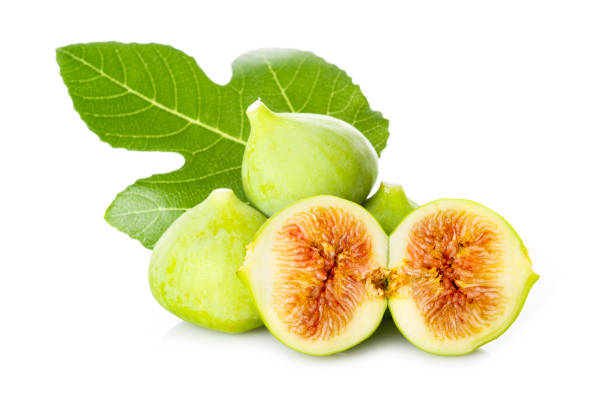 istock Fresh figs with its leaves isolated on a white background 1032296570