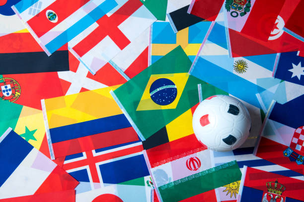 istock Full Frame Shot Of Various Colorful Flags With Ball 1032303872