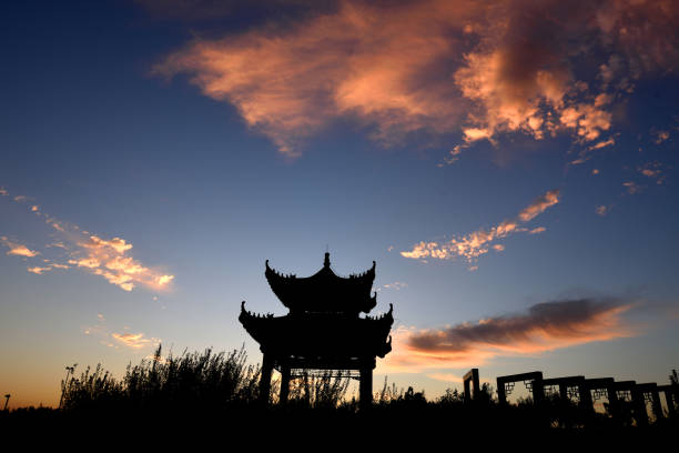 Chinese classical architecture with clouds in the morning.