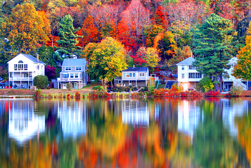 Fall foliage in Boston's Brighton Neighborhood. Brighton is a dissolved municipality and current neighborhood of Boston, Massachusetts, United States, and is located in the northwestern corner of the city