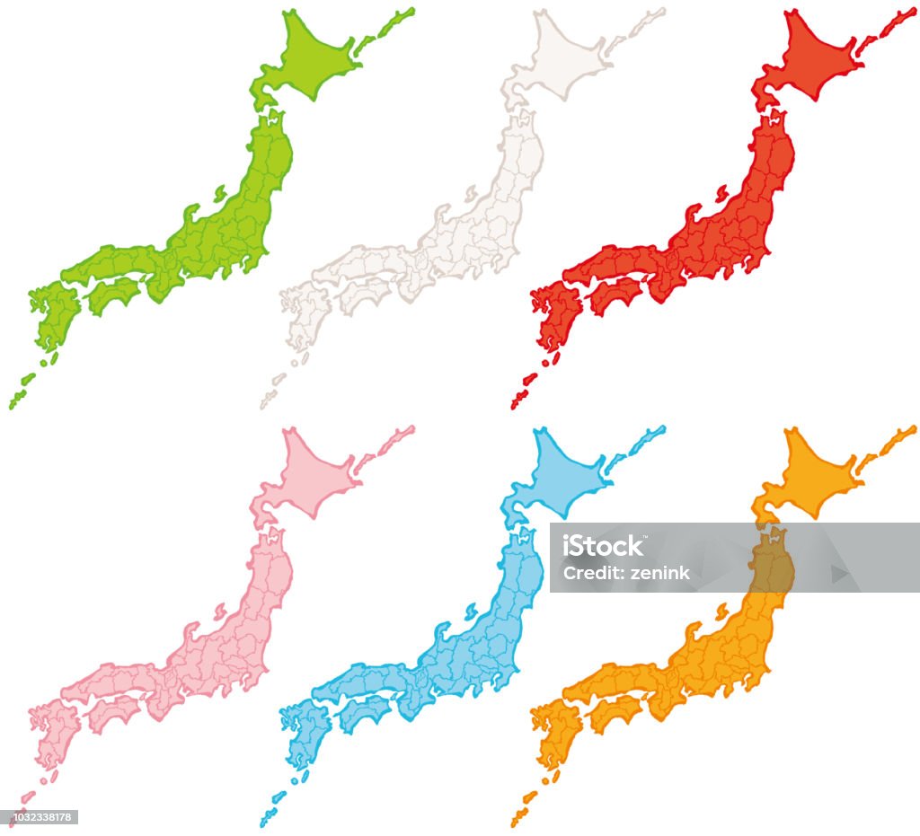일본 일본 현 지도입니다 그리기에 대한 스톡 벡터 아트 및 기타 이미지 - 그리기, 밝은 청색, 수채화 - Istock