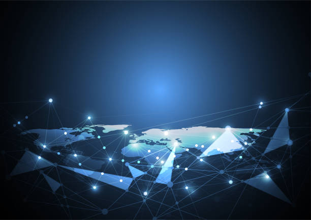 istock Global network connection. World map point and line composition concept of global business. Vector Illustration 1032341414