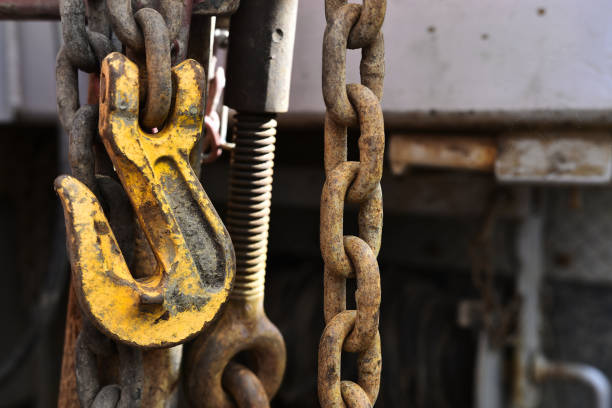 istock Yellow Industrial Tow Chain Hook 1032343908
