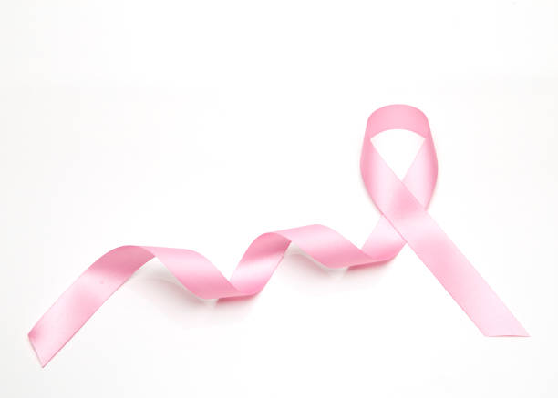 istock Pink breast cancer ribbon on white background 1032371866