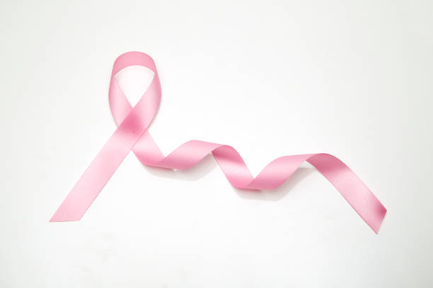 istock Pink breast cancer ribbon on white background 1032371898