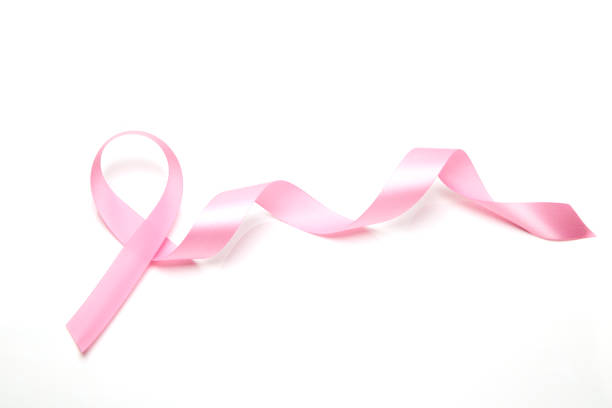 istock Pink breast cancer ribbon on white background 1032371926