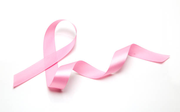 istock Pink breast cancer ribbon on white background 1032371948