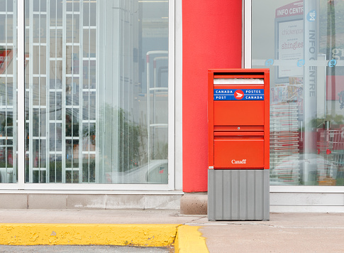 TRURO, CANADA - JULY 21, 2015: Canada Post Corporation is Canada's main postal service provider. Canada Post is a crown corporation.