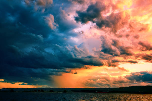 Dramatic sunset clouds over the St Louis River Horizon