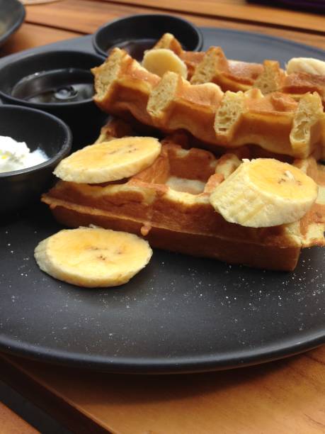 sunny outdoors breakfast, cereal, yoghurt, belgian waffle