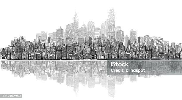Cityscape Stock Illustration - Download Image Now - New York City, Urban Skyline, Drawing - Art Product
