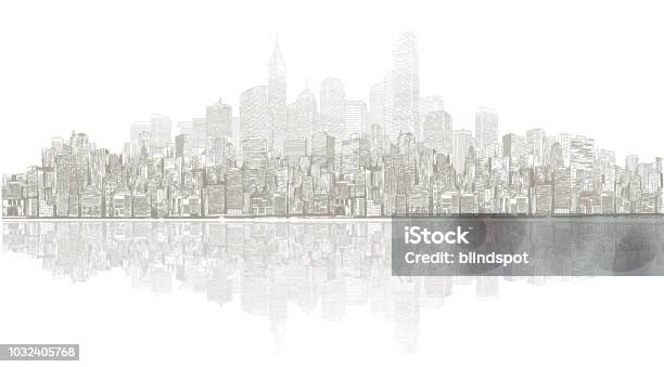 Cityscape Stock Illustration - Download Image Now - Urban Skyline, New York City, Drawing - Art Product